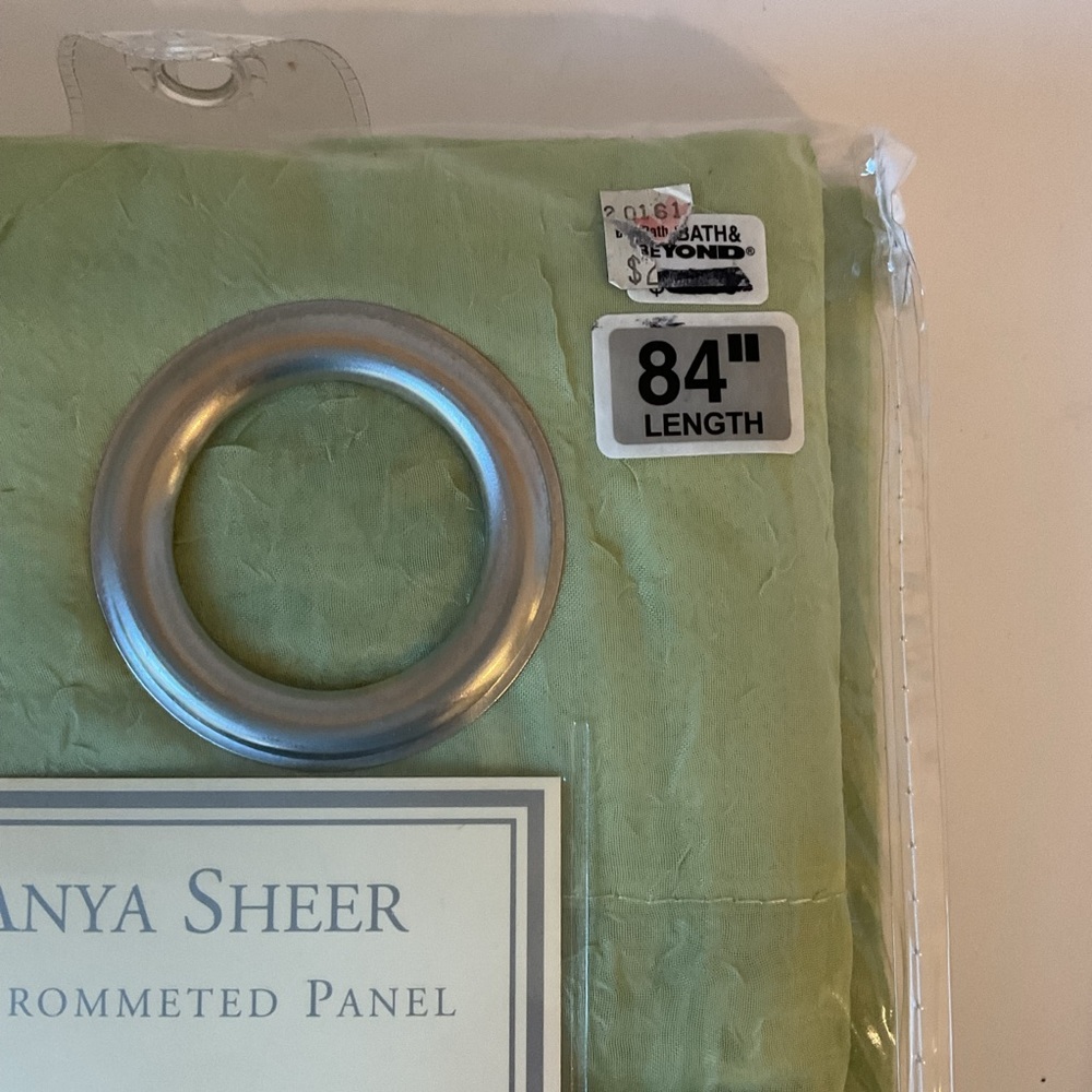 Set of 2 Anya Sheer Grommeted Curtain Panels Light Green 50” x 84” NWT - Picture 4 of 11